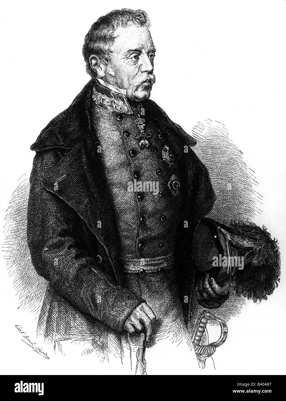 Radetzky von Radetz, Joseph Graf, 2.11.1766 - 5.1.1858, général autrichien, demi-longueur, gravure sur bois, vers 1850, l'artiste a le droit d'auteur , de ne pas être effacé Banque D'Images