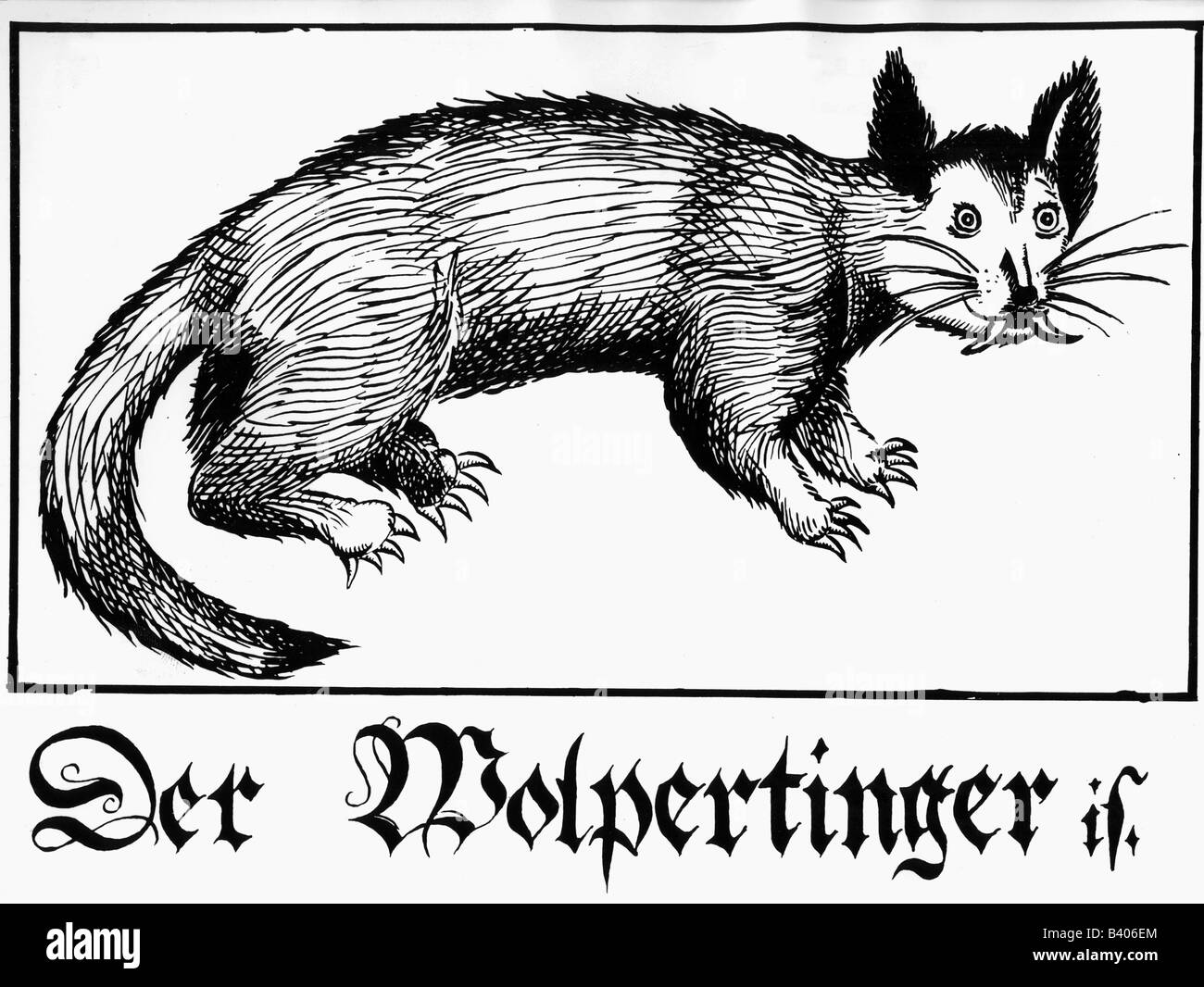 Superstition, créatures mythiques, Wolpertinger (Crisensus bavaricus), gravure en bois, XIXe siècle, Wolperdinger, Bavière, historique, Banque D'Images