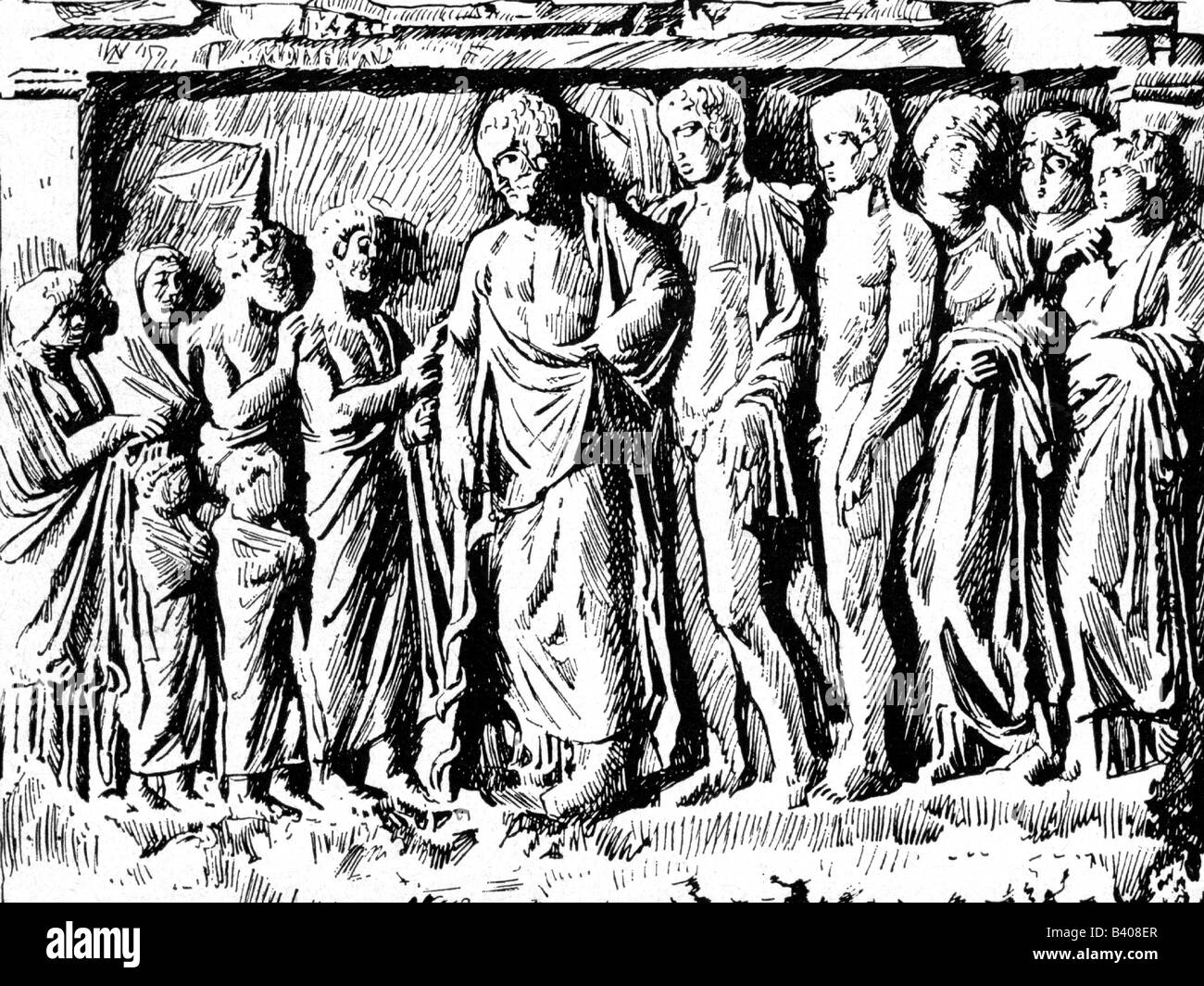 Asclepius et sa fille hygieia Banque de photographies et d’images à