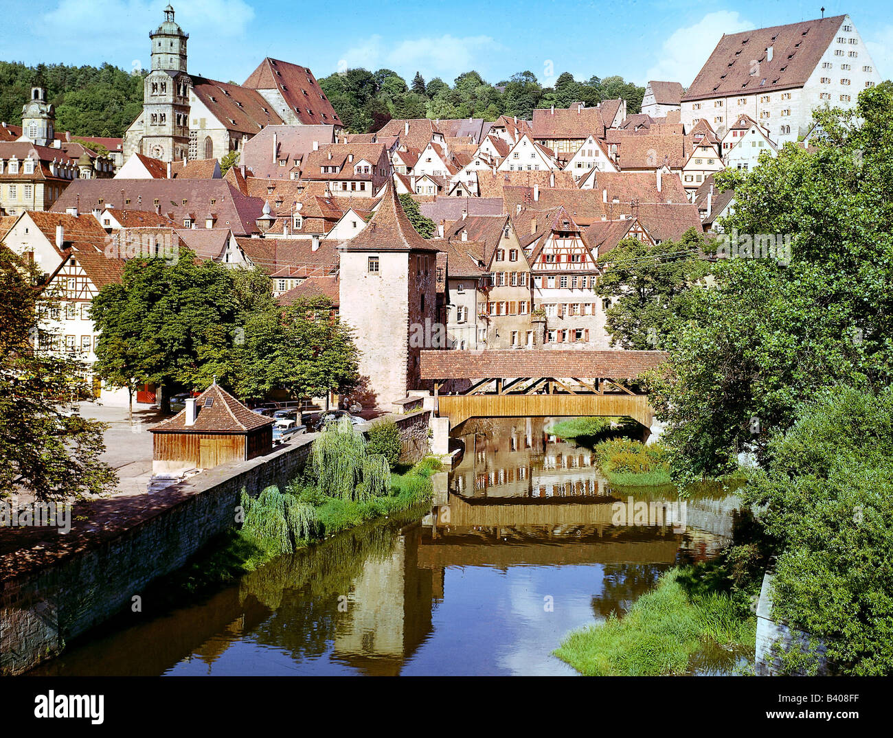 Géographie / voyage, Allemagne, Bade-Wurtemberg, Schwaebisch Hall, vue sur la ville, paysage urbain, Banque D'Images