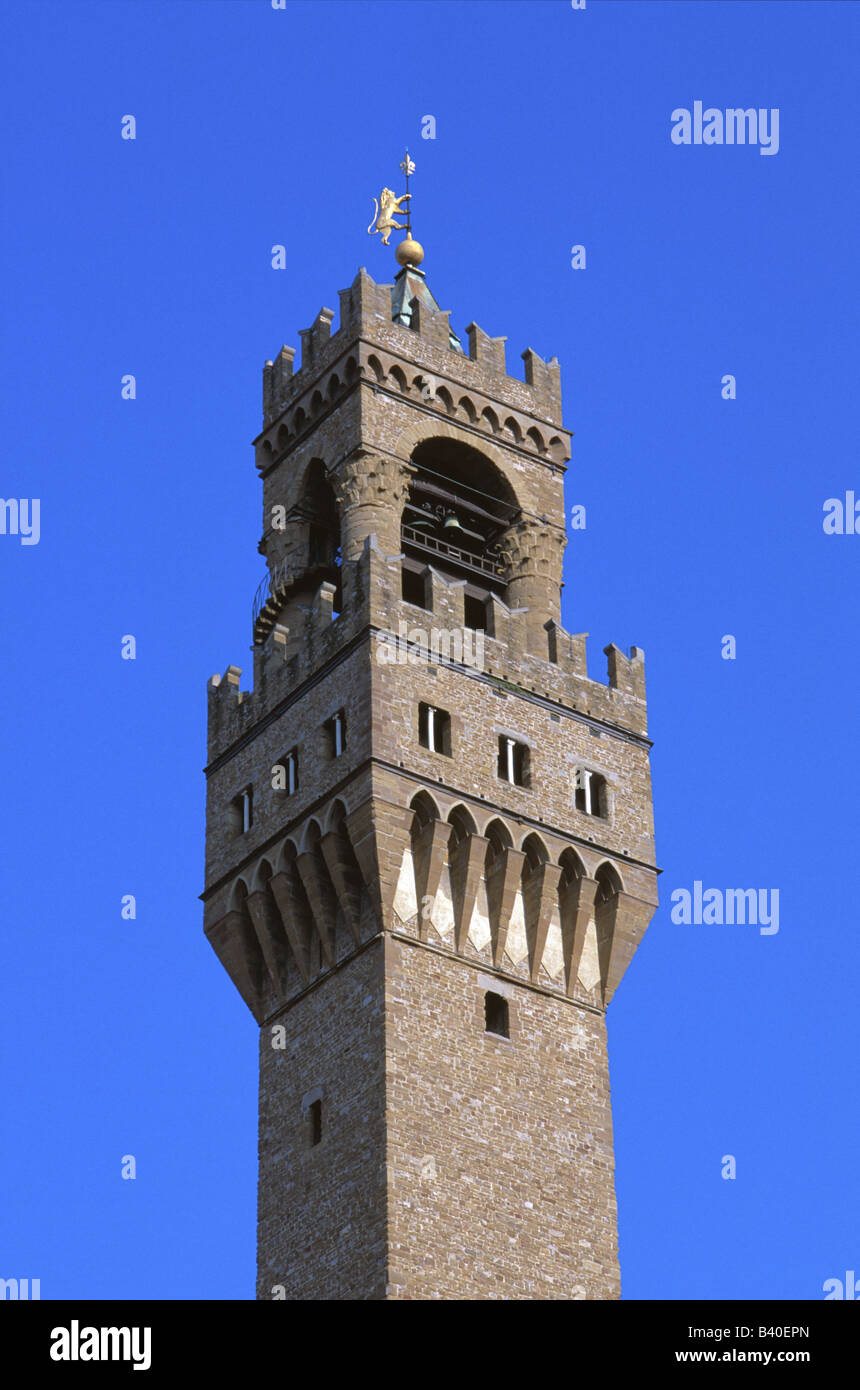Palazzo Vecchio Tower sur la Piazza della Signoria à Florence Italie Banque D'Images