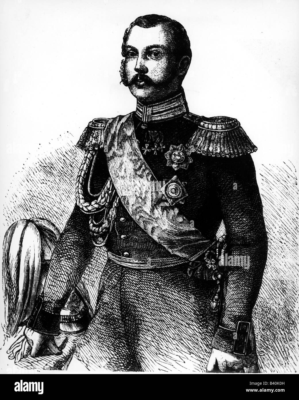 Alexander II Nikolayevich, 29.4.1818 - 13.3 1881, Empereur de Russie 18.2.1855 - 13.3.1881, demi-longueur, gravure contemporaine en bois, Banque D'Images