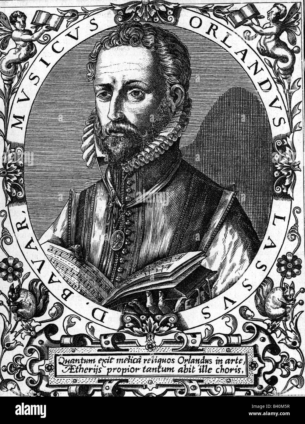 Lassus, Orlande de, 1532 - 14.6.1594, compositeur flamand, portrait, gravure par R.Bong après gravure, contemporain de l'artiste , Copyright n'a pas à être effacée Banque D'Images