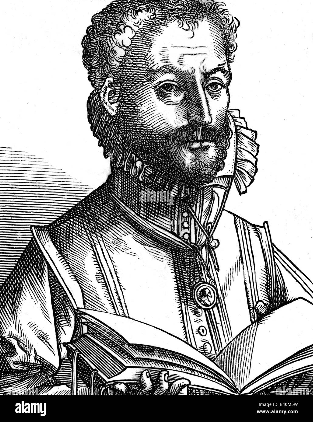 Lassus, Orlande de, 1532 - 14.6.1594, compositeur flamand, demi-longueur, boisée par Tobias Stimurel, XVIe siècle, , Banque D'Images