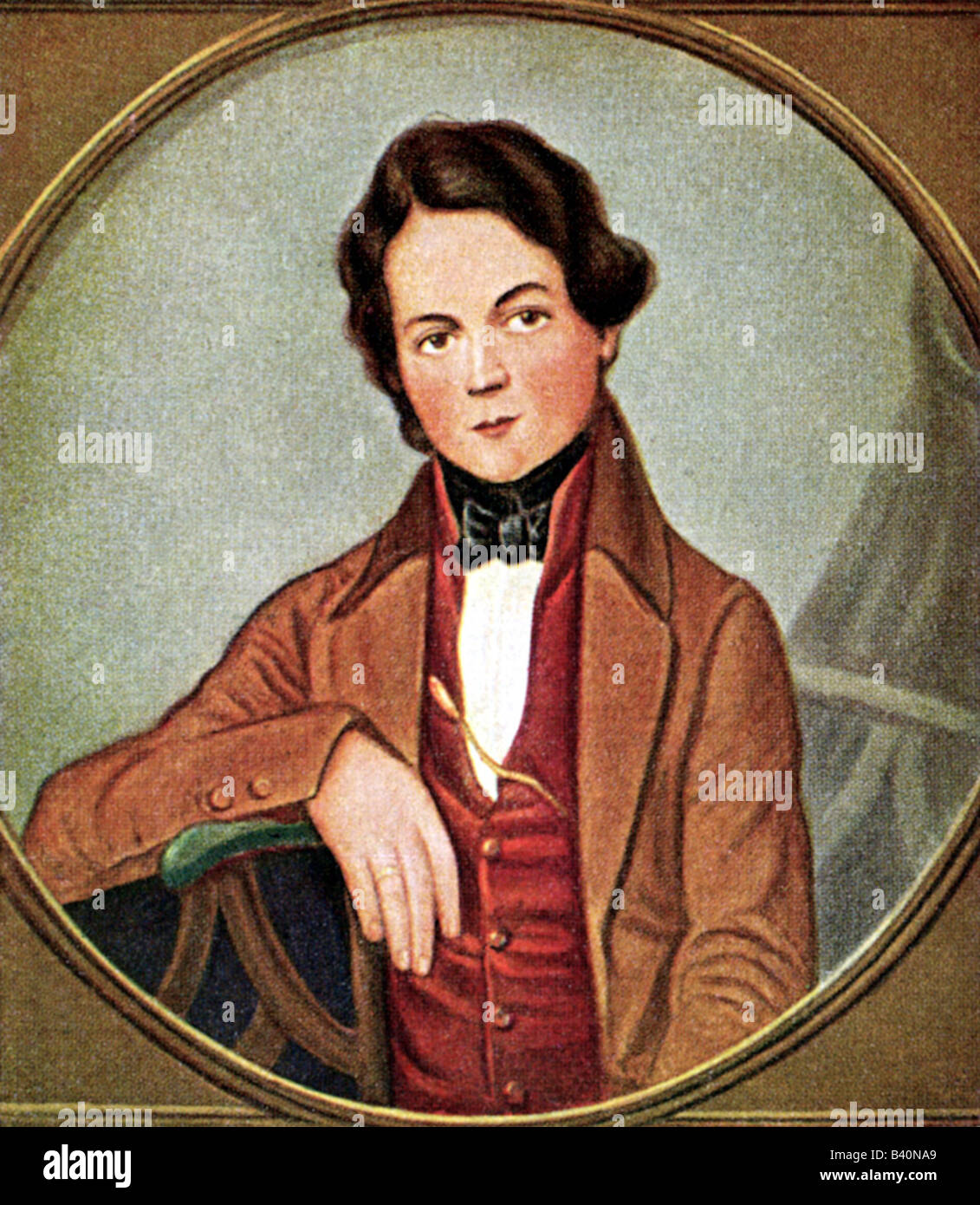 Schumann, Robert, 8.6.1810 - 29.2.1856, compositeur allemand, demi-longueur, miniature, XIXe siècle, musique, musicien, Banque D'Images