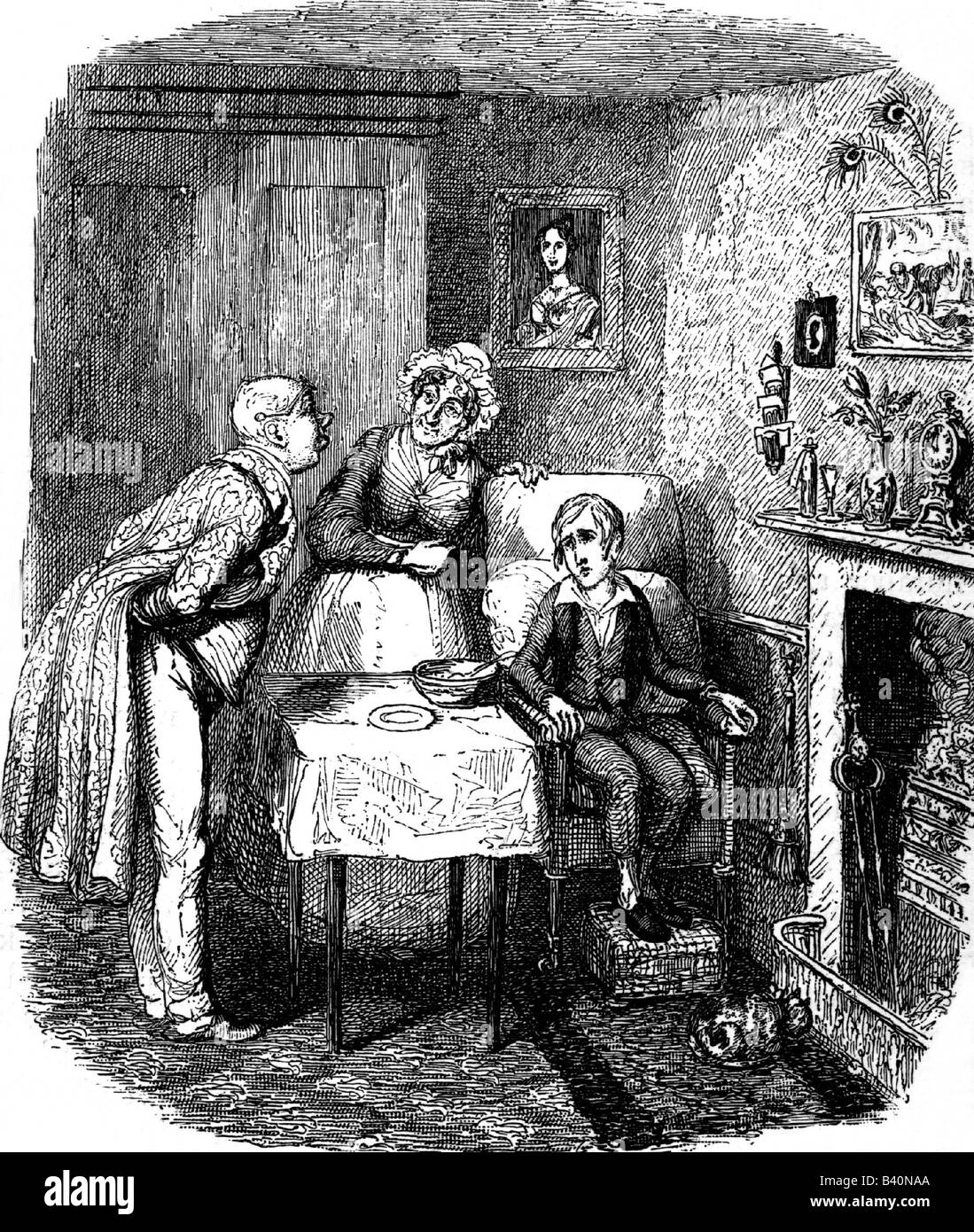 Dickens, Charles, 7.2.1812 - 9.7.1870, auteur/écrivain anglais, œuvres, 'Oliver Twist', scène, illustration, par George Cruikshank, XIXe siècle, Banque D'Images