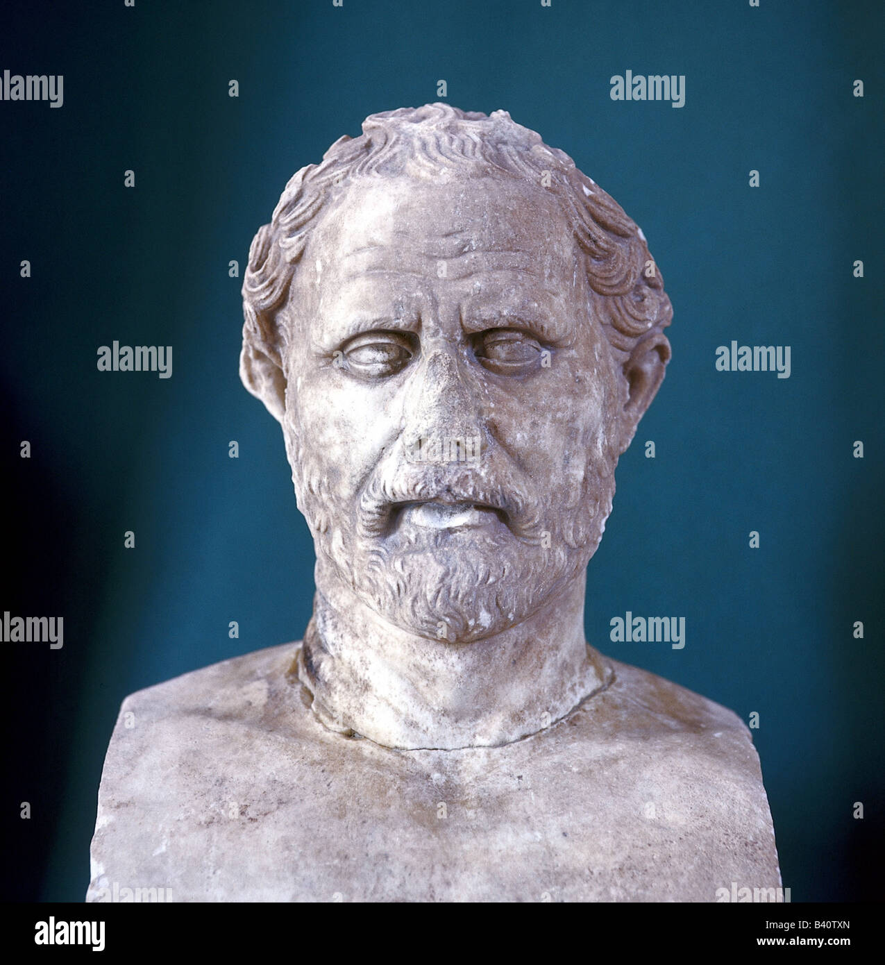 Demosthenes, 384 - 322 av. J.-C., orateur grec, portrait, buste ancien, Glyptothek, Munich, Allemagne, Banque D'Images