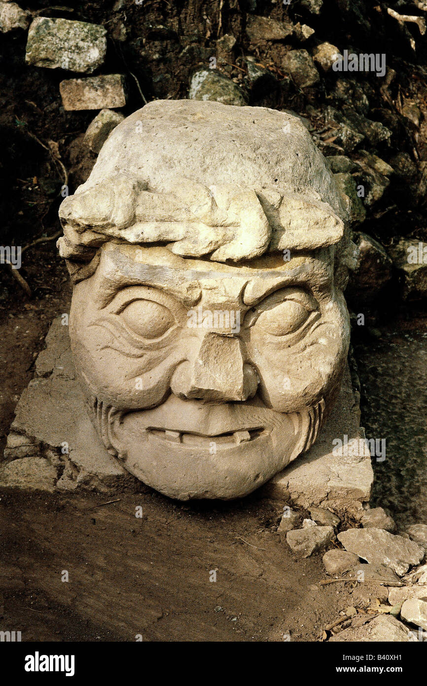 Géographie / voyage, Honduras, Copan, Maya ville autour de 1000 BC - IXe siècle AD, sculpture, chef d'un Pawaituun, beaux-arts, sculpture, Amérique, Amérique centrale, Maya, UNESCO, site du patrimoine mondial, historique, ancien, pierre, neuvième, amérique latine, CEAM, XXe siècle, Banque D'Images