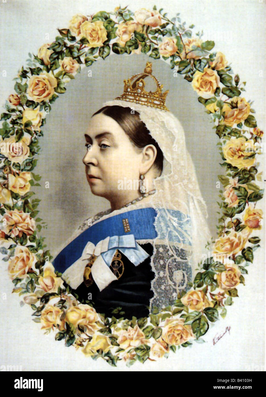Victoria I, 24.5.1819 - 22.1.1901, Reine de Grande-Bretagne et d'Irlande (20.6.1837 - 22.1.1901), portrait, lithographie contemporaine, Banque D'Images