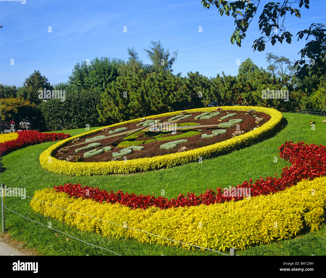 L'horloge de fleurs dans le jardin anglais Genève Suisse Banque D'Images