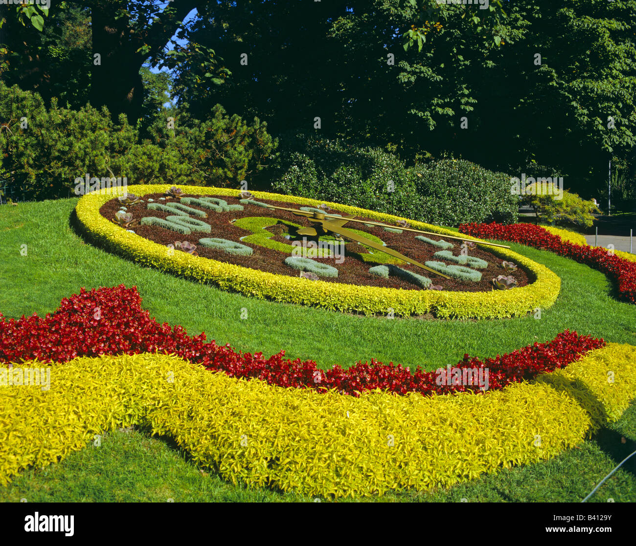 L'horloge de fleurs dans le jardin anglais Genève Suisse Banque D'Images