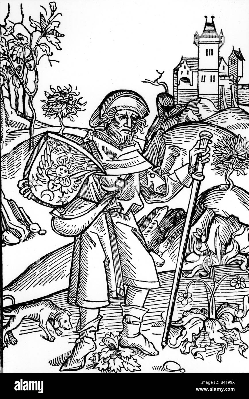 Religion, pèlerinage, pèlerins, menuiserie pour l'Opéra par Johannes von Gerson, 1489, , Banque D'Images