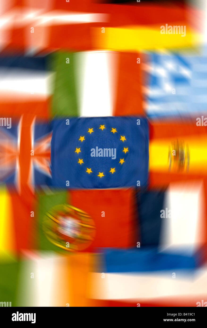Les drapeaux des pays de l'Union européenne L'UNION EUROPÉENNE Banque D'Images