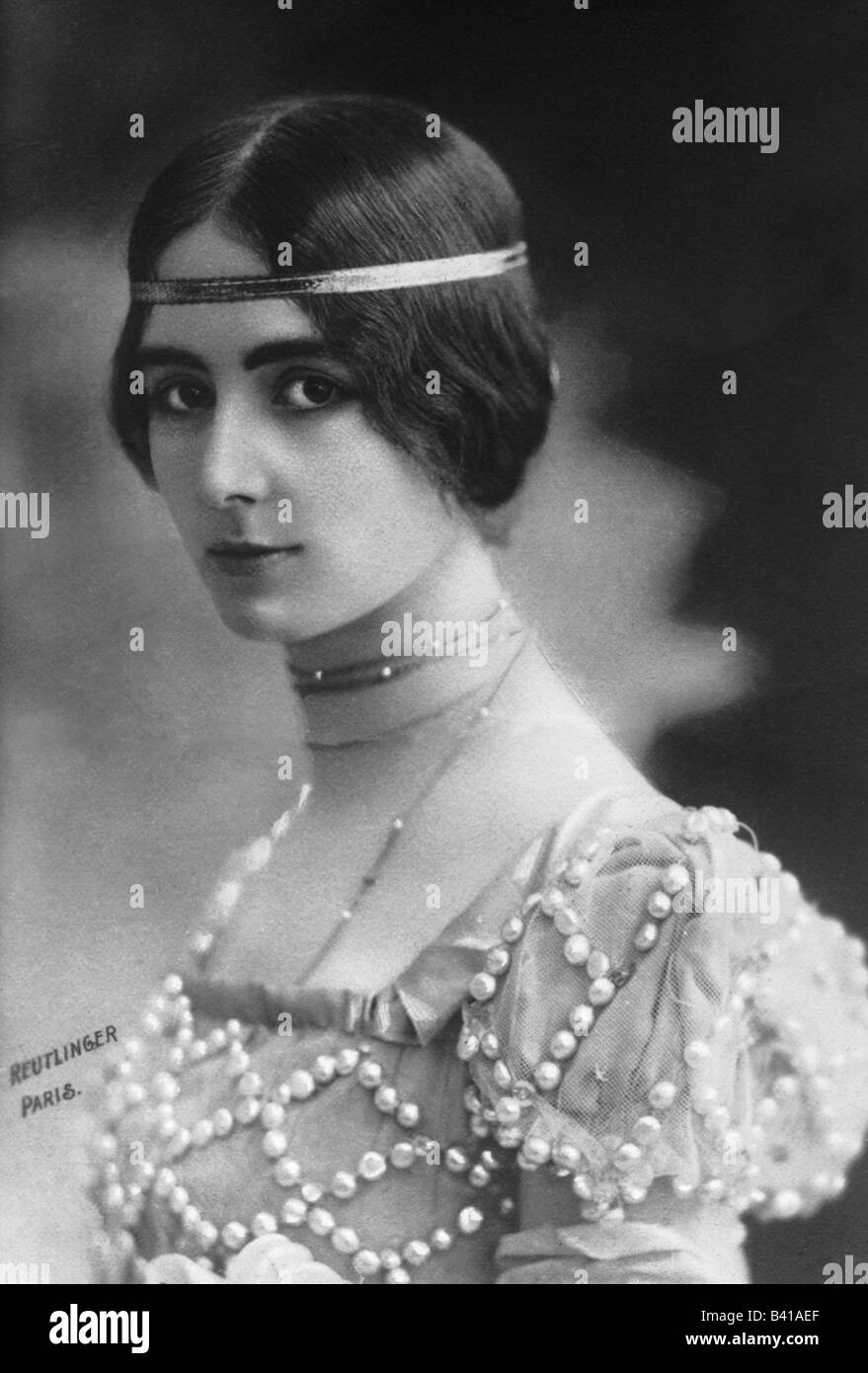 Merode, Cleo de, 1873 - 17.10.1966, danseuse belge, portrait, carte postale de Reutlinger, Paris, vers 1900, Banque D'Images