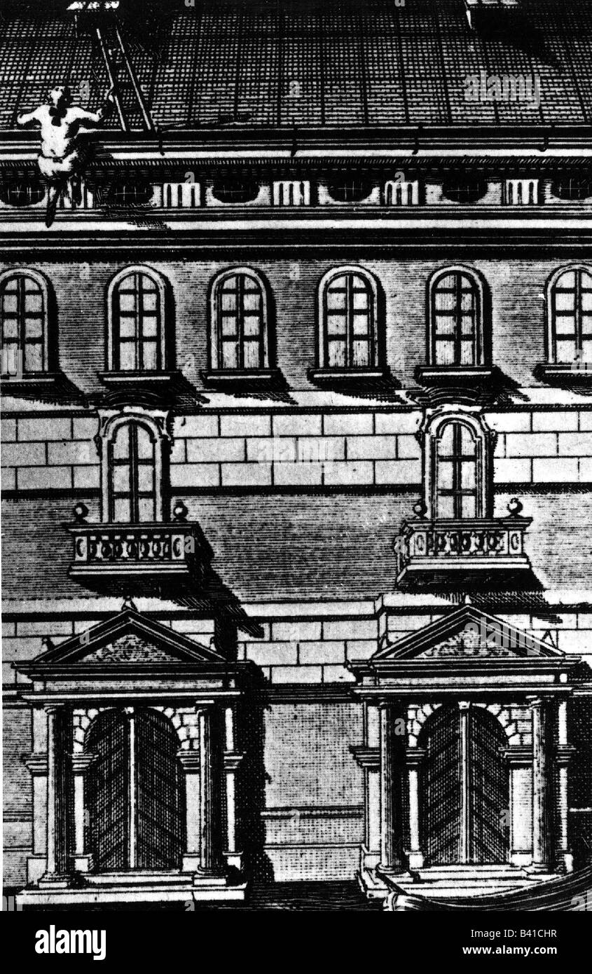 Casanova, Giacomo, 2.4.1725 - 4.6.1798, aventurier italien et auteur / écrivain, vol des Leads, 1756, illustraton de son livre 'tory of My Flight', édition allemande, 1788, , Banque D'Images