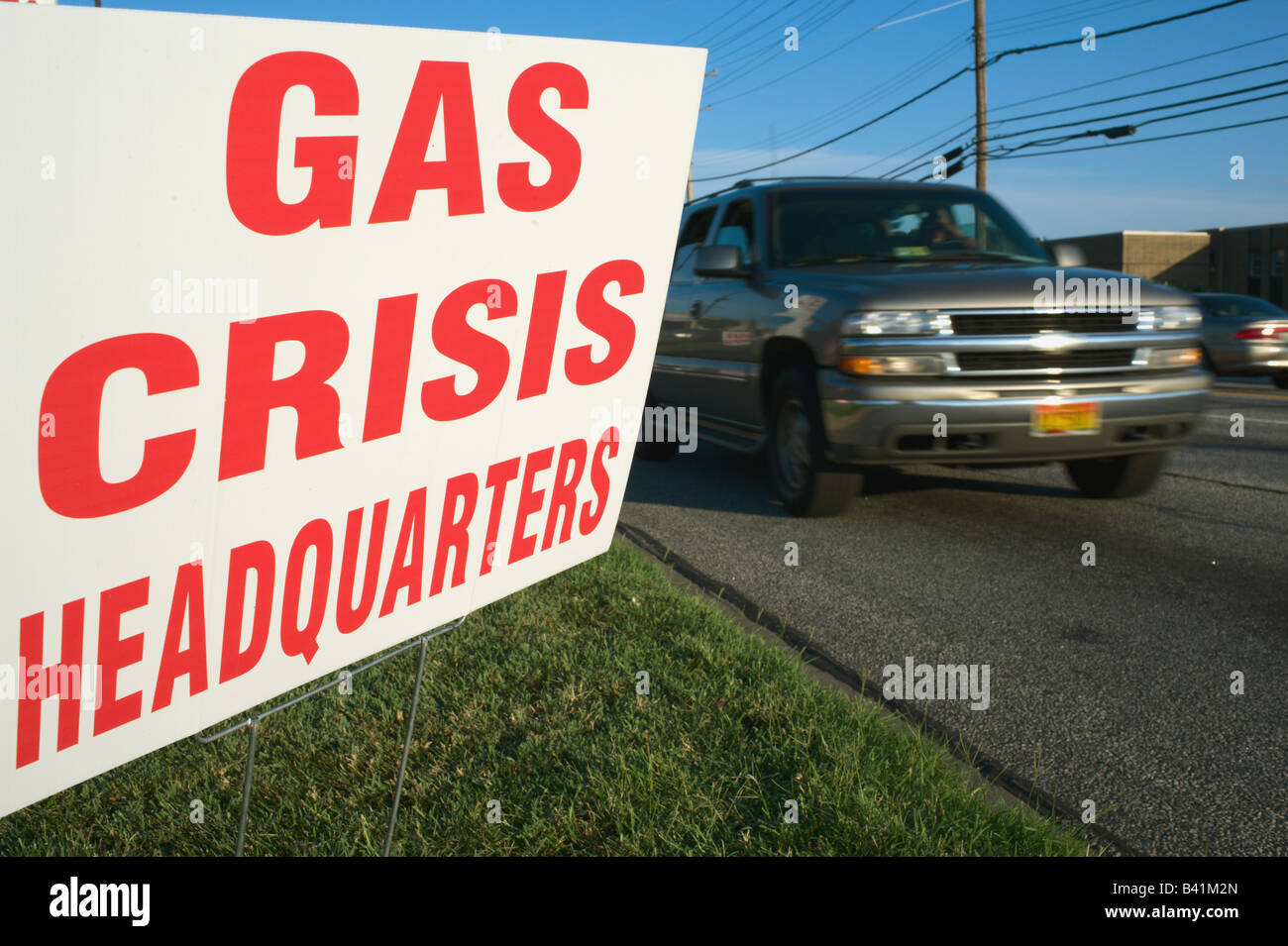 Passage vus signer lire 'crise' de l'Administration centrale à gaz Banque D'Images