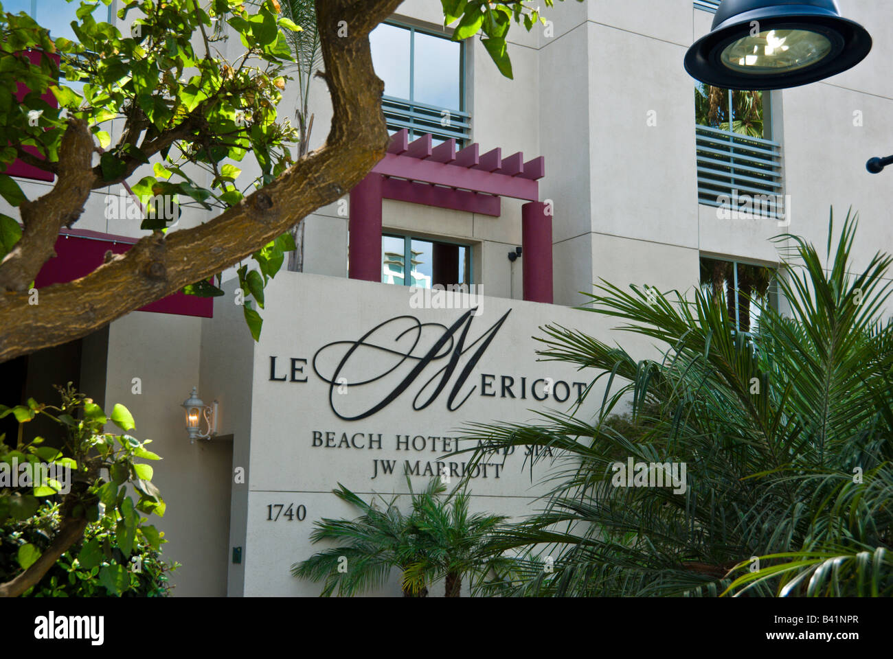 Le Marigot hôtel de luxe à Santa Monica, Californie un JW Marriott propriété palmiers hôtel de luxe Banque D'Images