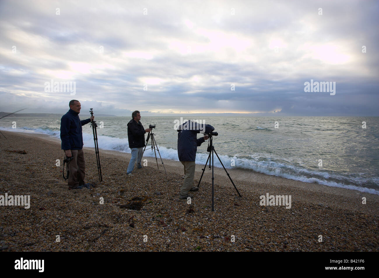 Les photographes en lieu non identifié sands Torcross Devon Banque D'Images