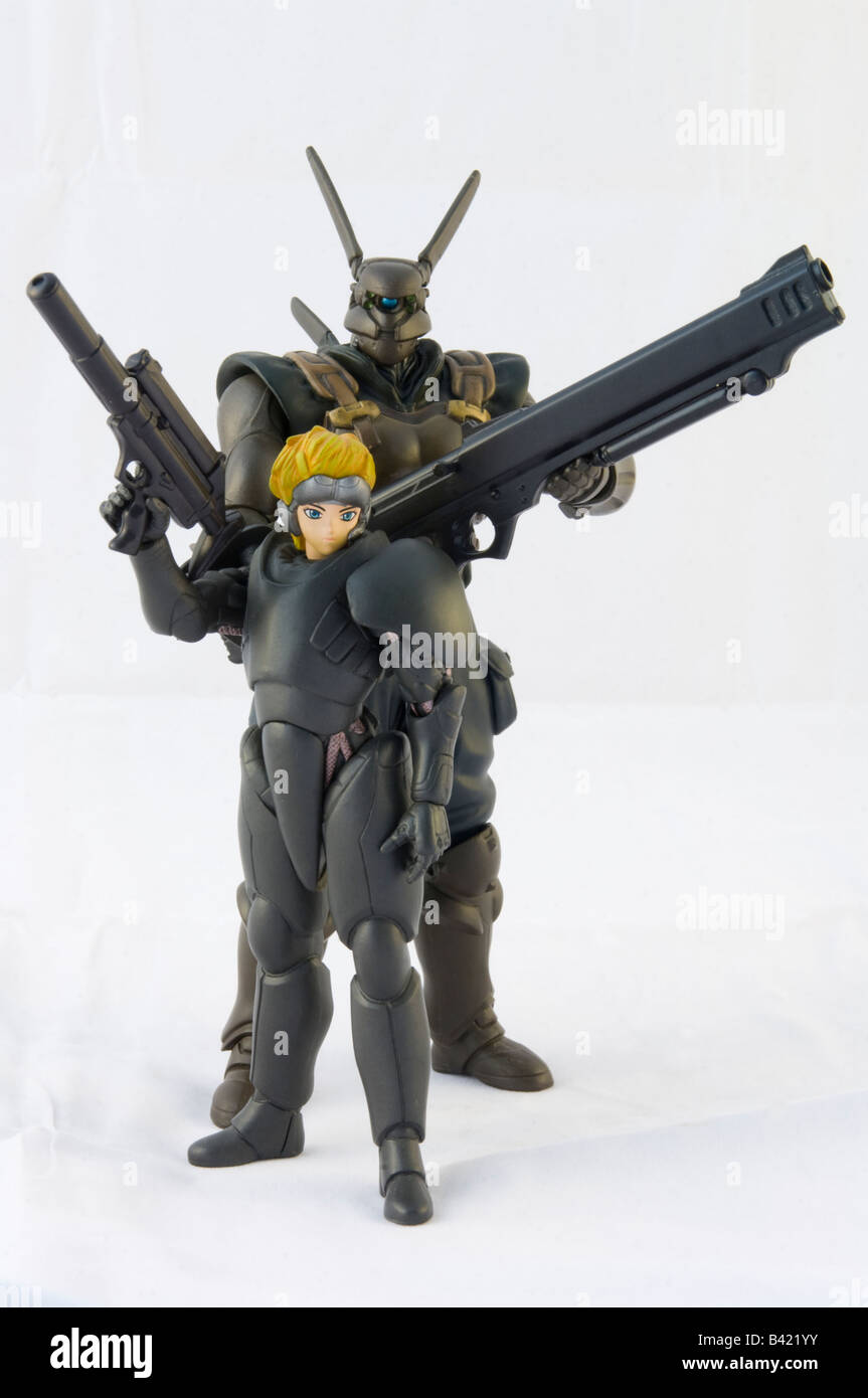 Action figures du manga Appleseed de Masamune Shirow par série. Banque D'Images Action figures du manga Appleseed de Masamune Shirow par série. Banque D'Images