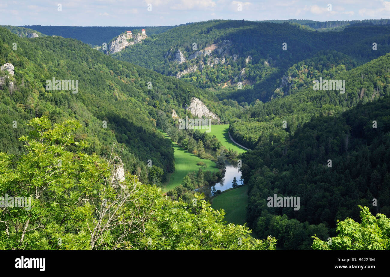Donautal (vallée du Danube), Naturpark (parc naturel) Obere Donau, Schwäbische Alb, Donaubergland, Bade-Wurtemberg, Allemagne Banque D'Images