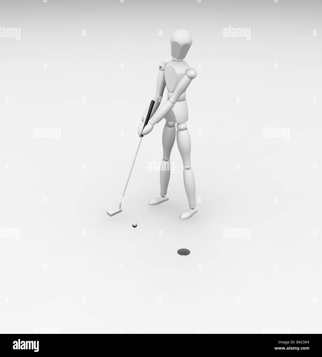 3D render of a aller pour le golfeur putt Banque D'Images