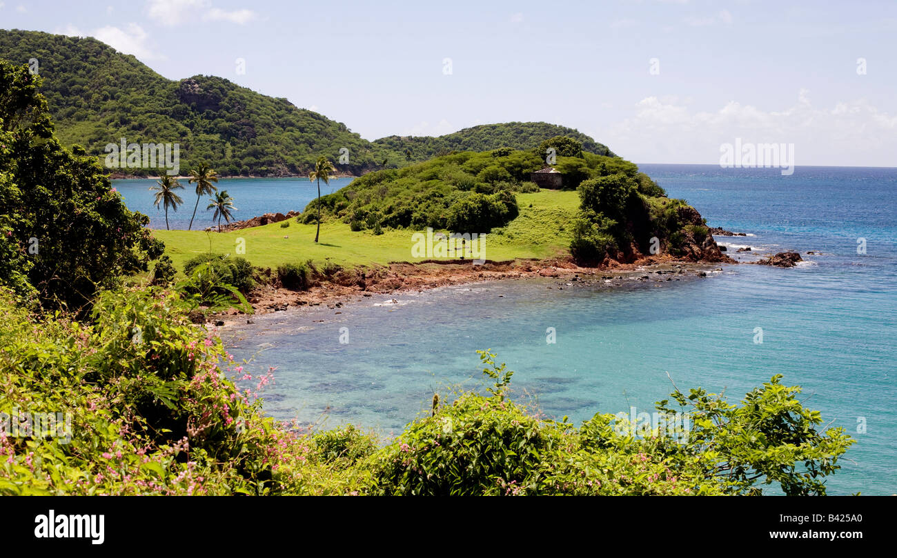 Avis de Morris Bay sur la côte sud d'Antigua Banque D'Images