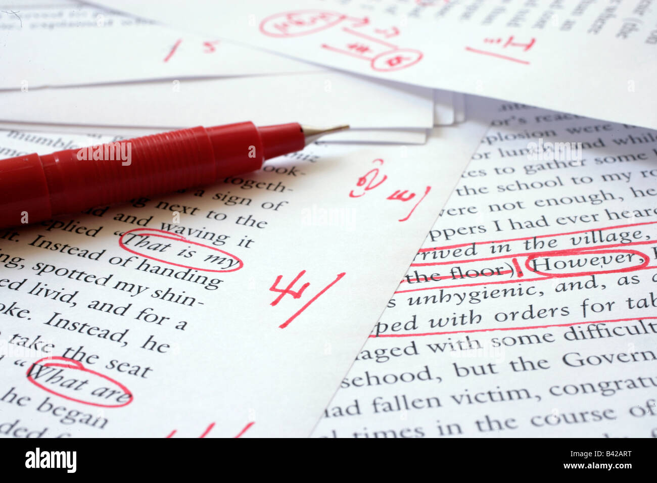 L'édition d'un document en langue anglaise Banque D'Images