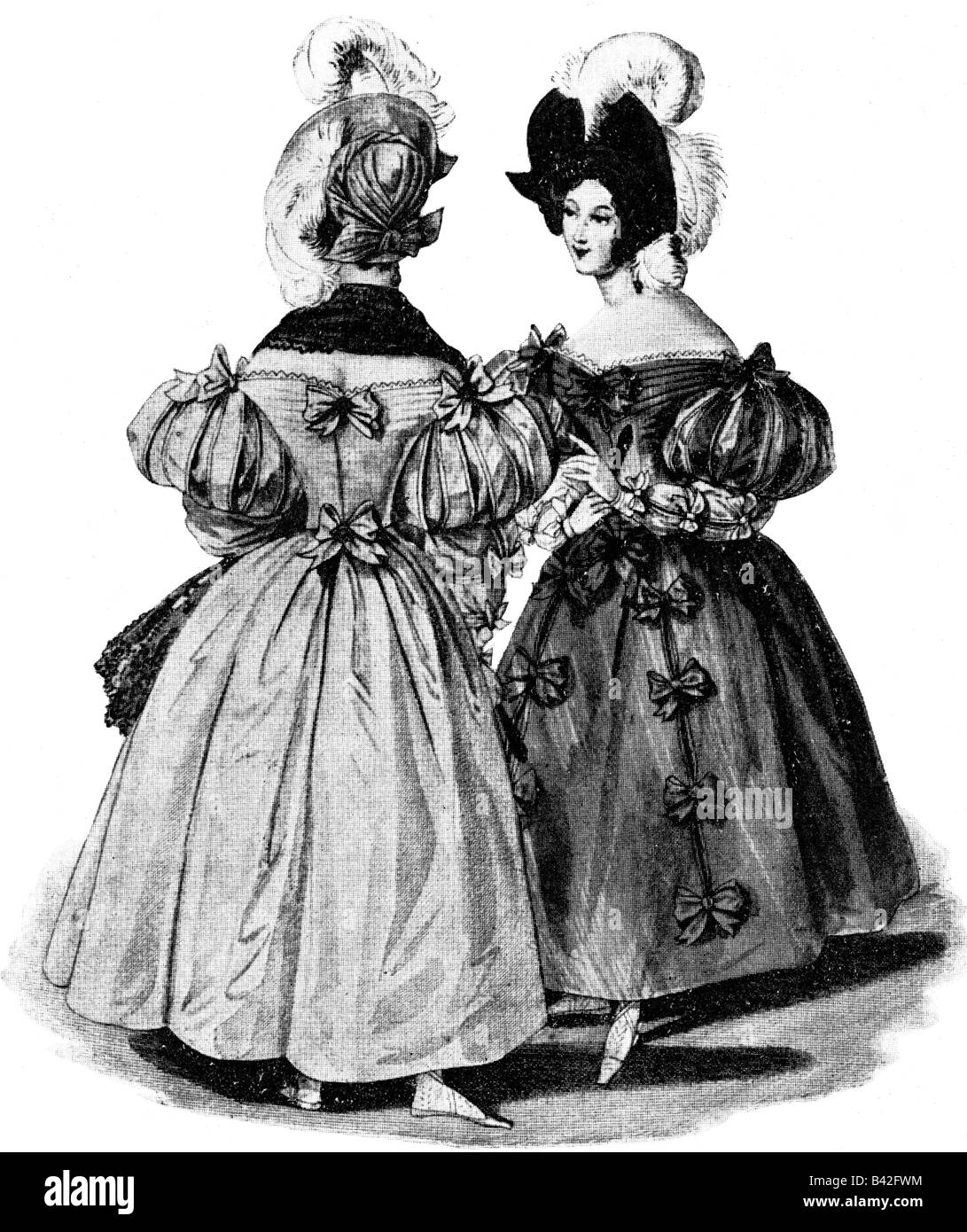 Mode, XIXe siècle, mode femme, dessin de Lante, Paris, 1833, Banque D'Images