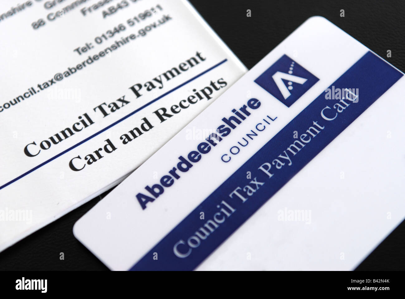 Carte de paiement et support pour l'Aberdeenshire Council paiement d'impôt Banque D'Images