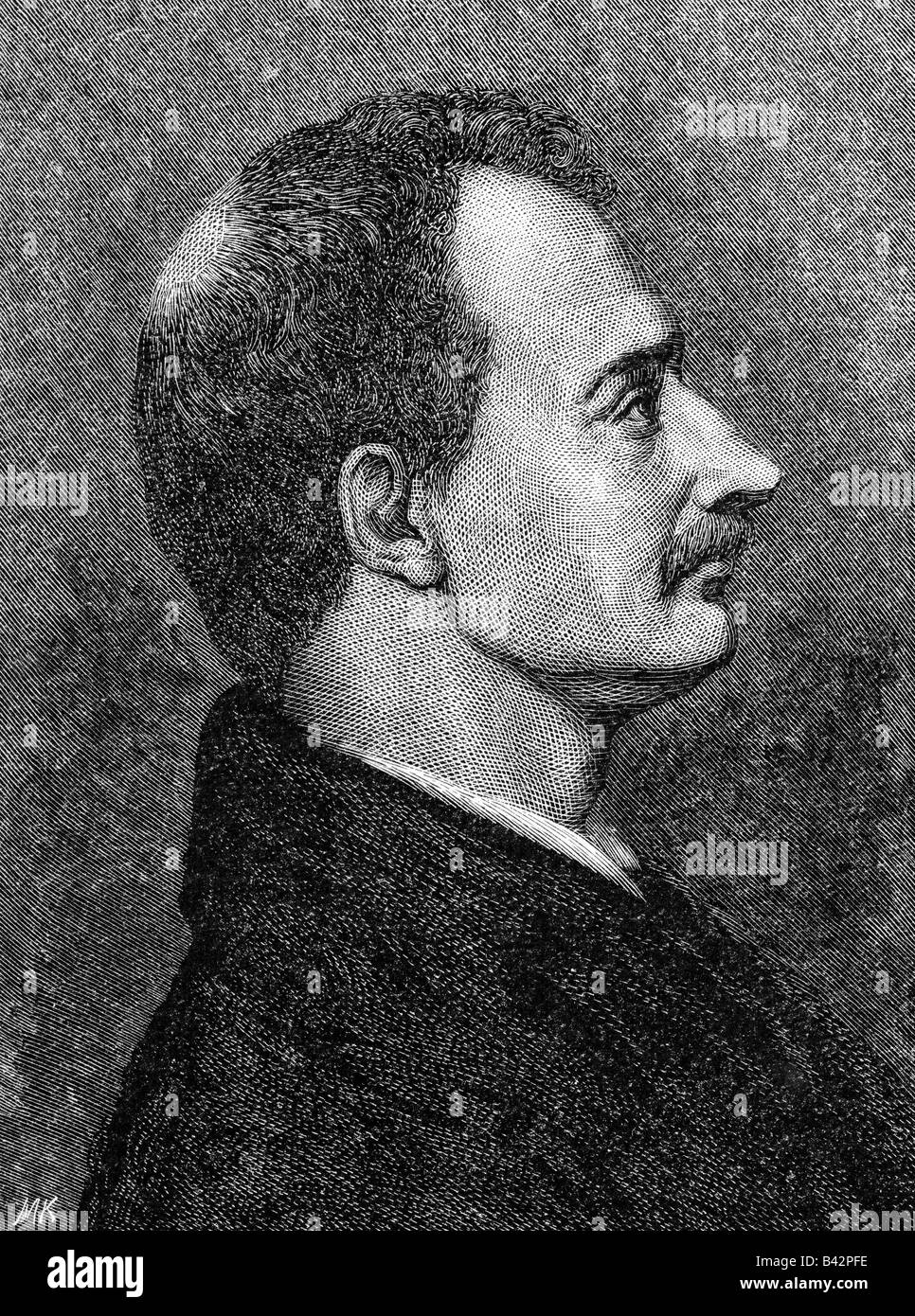 Flamp-Hallermuende, August Graf von, 24.10.1796 - 5.12.1835, auteur/écrivain allemand, portrait, gravure sur bois, 19ème siècle, , Banque D'Images