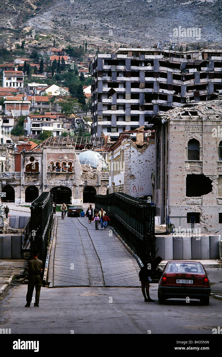 Événements, guerre de Bosnie 1992 - 1995, point de contrôle au pont, 1994, guerre civile, Yougoslavie, guerres yougoslaves, Balkans, conflit, Bosnie-Herzégovine, Bosnie - Herzegowina, années 1990, années 90, XXe siècle, historique, peuple, Banque D'Images