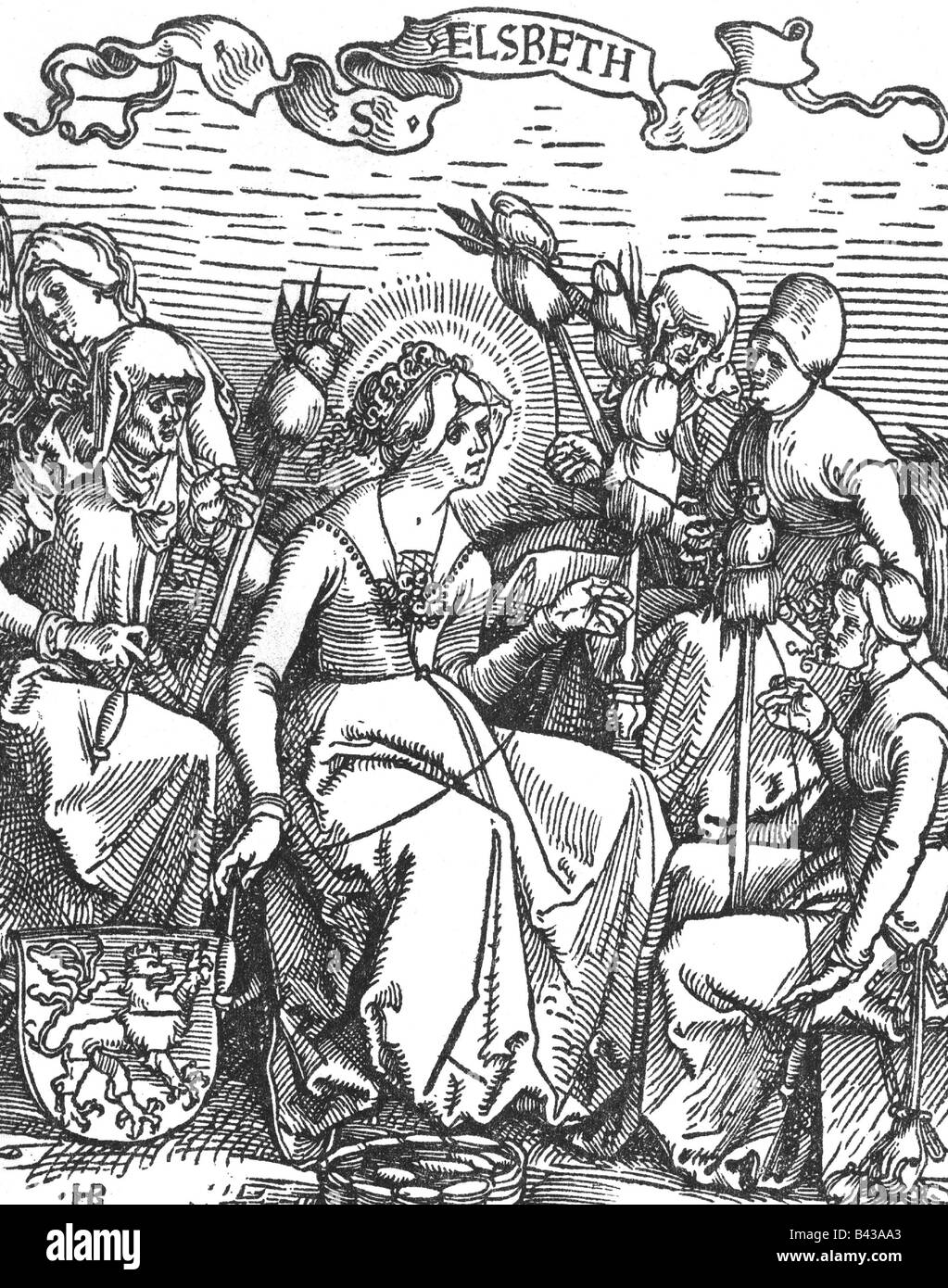 Elisabteh de Hongrie, 1207 - 17.11.1231, Saint, comtesse d'Andechs-Merania, pleine longueur, boisée par Hans Baldung Grien, XVe siècle, , Banque D'Images