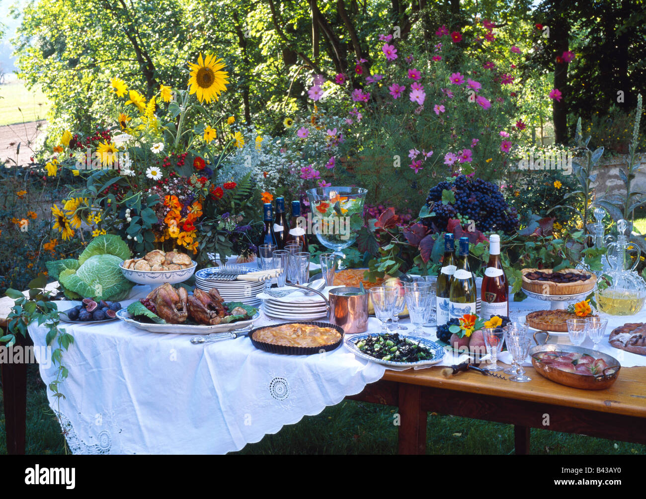 Set table outdoors Banque D'Images