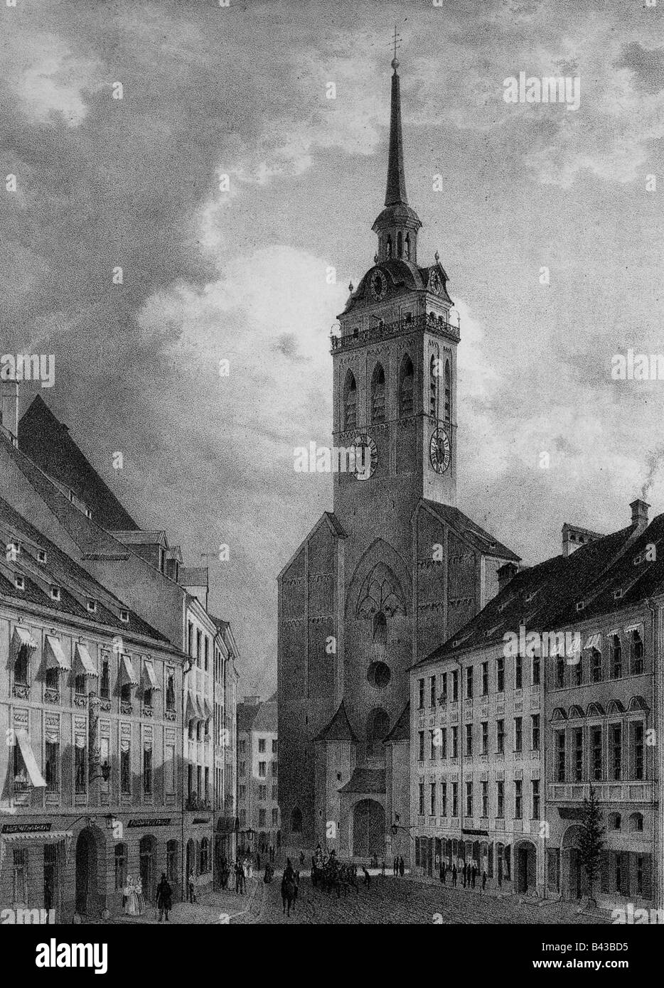 Géographie / voyages, Allemagne, Munich, églises, St Peterskirche à Rindermarkt, lithographie, début du XIXe siècle, Bavière, Europe, siècle XIX, Banque D'Images