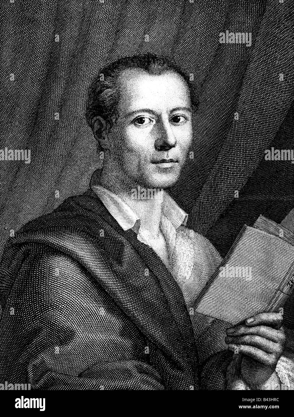 Winckelmann, Johann Joachim, 9.12.1717 - 8.6.1768, archéologue allemand, portrait, gravure de M. Blot, après peinture de Raphaël Anton Mengs, Banque D'Images