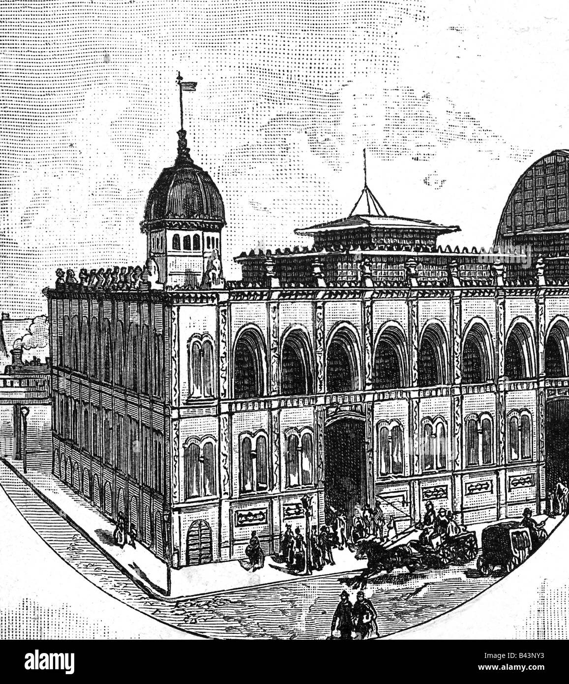 Géographie / voyages, Allemagne, Berlin, bâtiments, marché central, Neue-Friedrich-Straße, Alexanderplatz, ouvert 1886, vue extérieure, gravure, 1886, historique, XIXe siècle, Europe, commerce, commerce, centre commercial, Prussia, architecture, markethall, bâtiment, Neue-Friedrich-Strasse, place Alexander, population, Banque D'Images