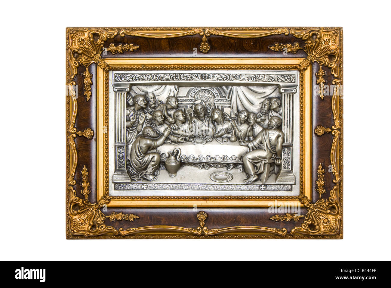 La dernière Cène gravé dans une plaque de métal. Banque D'Images