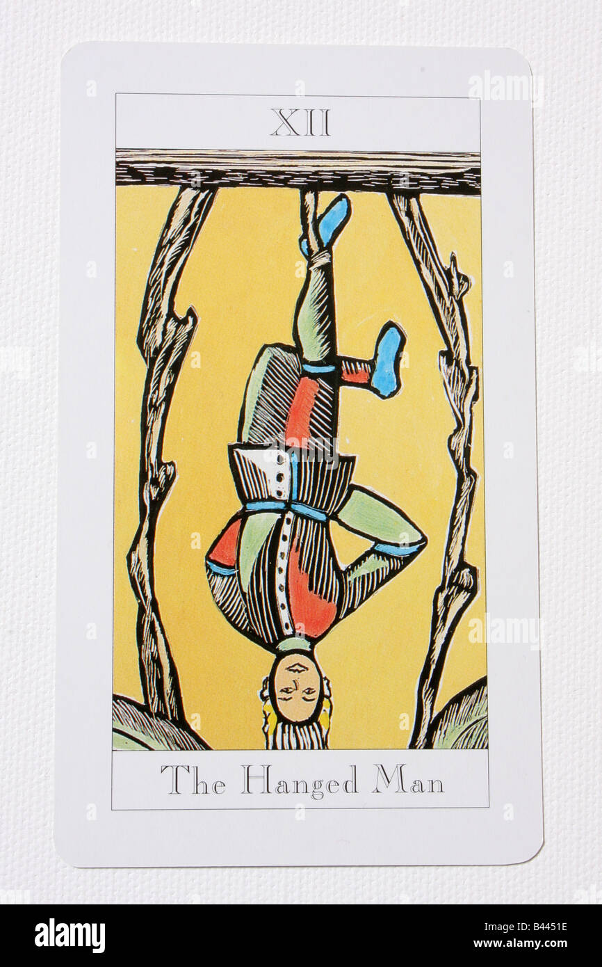 Le pendu carte de tarot. Banque D'Images