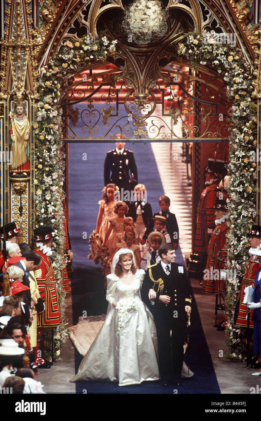 Mariage du Prince Andrew à Sarah Ferguson en juillet 1986, le duc et la duchesse de York Banque D'Images