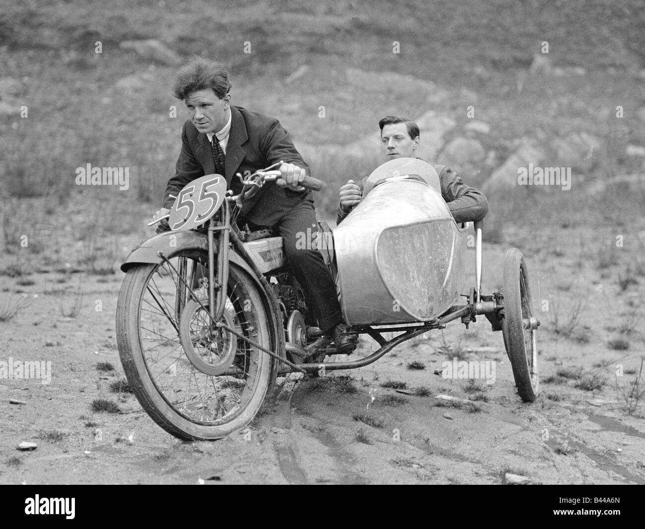 F W Dixon avec side-car, collègue de l'île de Man TT 1923 Banque D'Images
