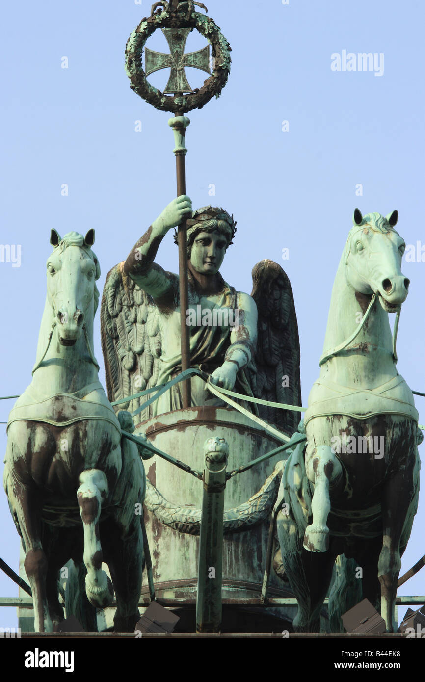 Quadriga sur la porte de Brandebourg à Berlin, Allemagne Banque D'Images