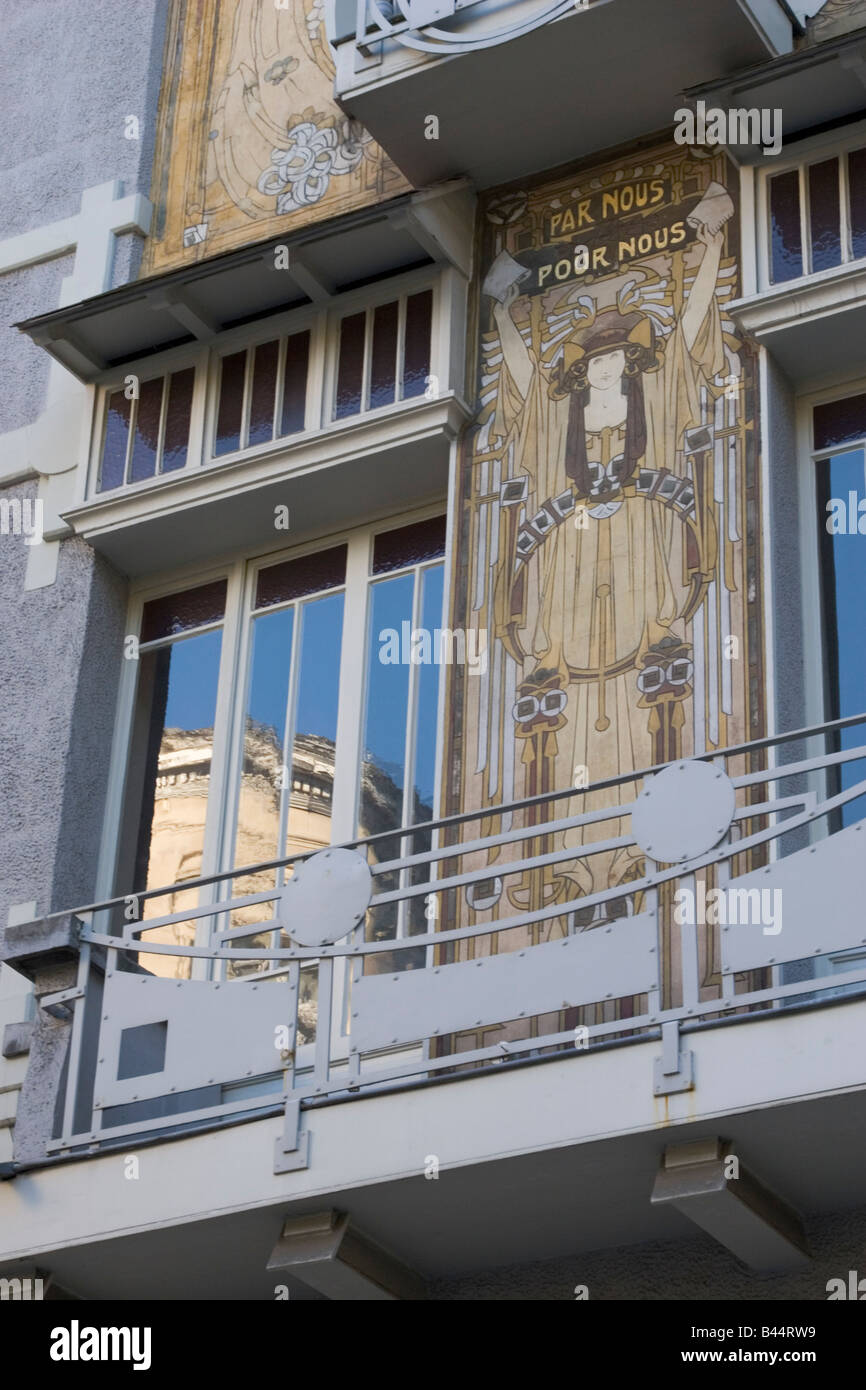 Paul Cauchie's Art Nouveau maison de Cauchie' construit 1905 et rénové  2001, 5 rue des Francs, Bruxelles, Belgique Photo Stock - Alamy