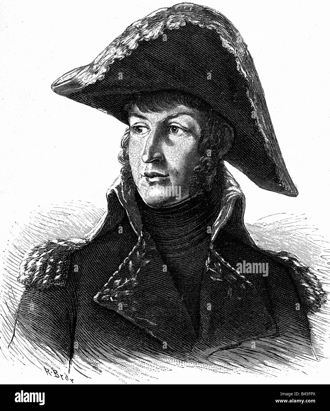 Junot, Andoche, 23.10.1771 - 29.7.1813, général français, portrait, gravure de bois après peinture par Antoine Jean gros (1771 - 1835), , Banque D'Images