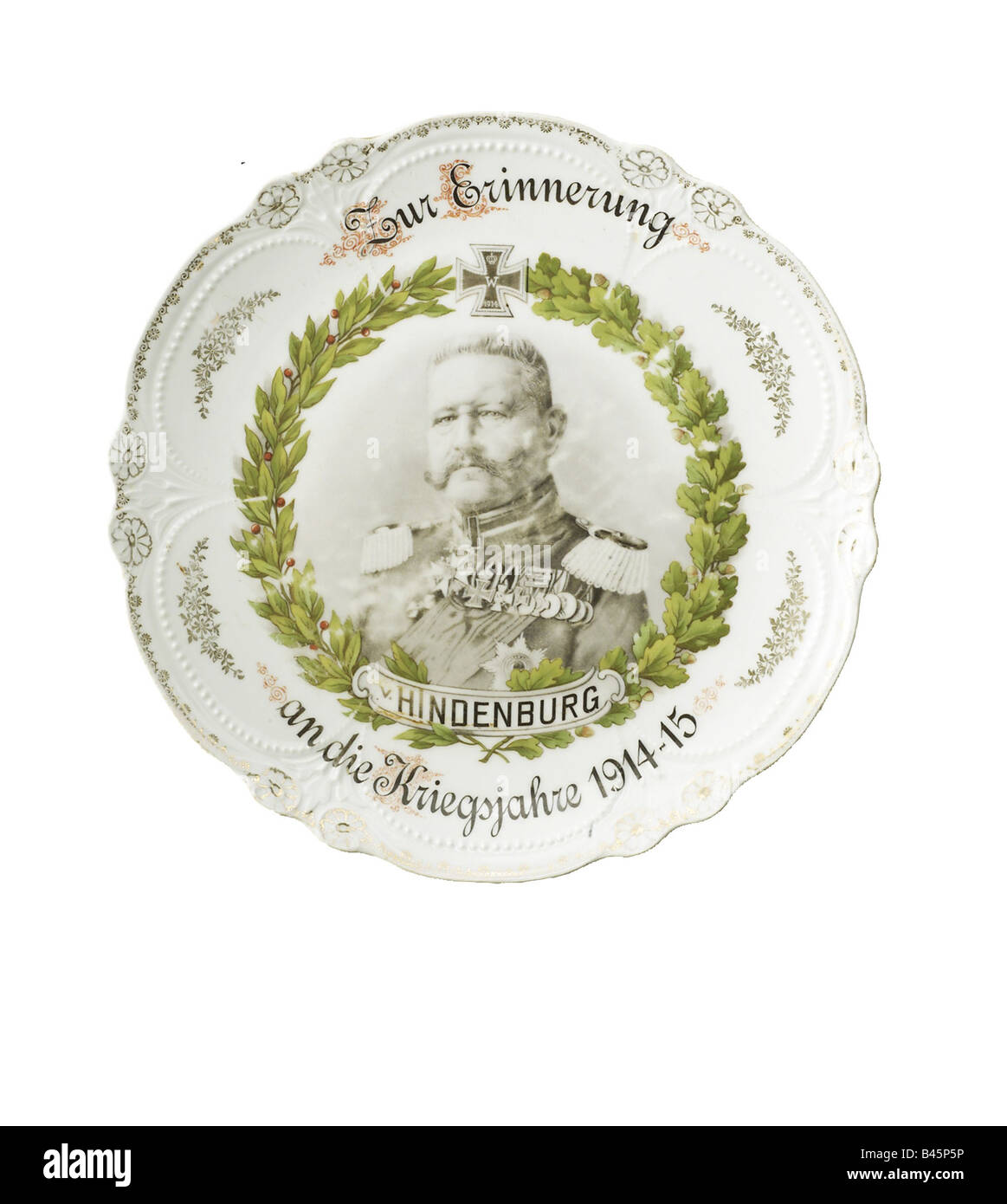 Beaux-arts, porcelaine, plaque, le maréchal Paul von Hindenburg, 1914 - 1915, Première Guerre mondiale, LA PREMIÈRE GUERRE MONDIALE, L'Allemagne, 20e siècle, l'artiste a le droit d'auteur , de ne pas être effacé Banque D'Images