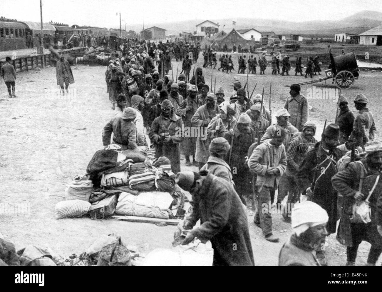 Événements, première Guerre mondiale / première Guerre mondiale, front palestinien, déchargement des troupes ottomanes, 1918, Banque D'Images