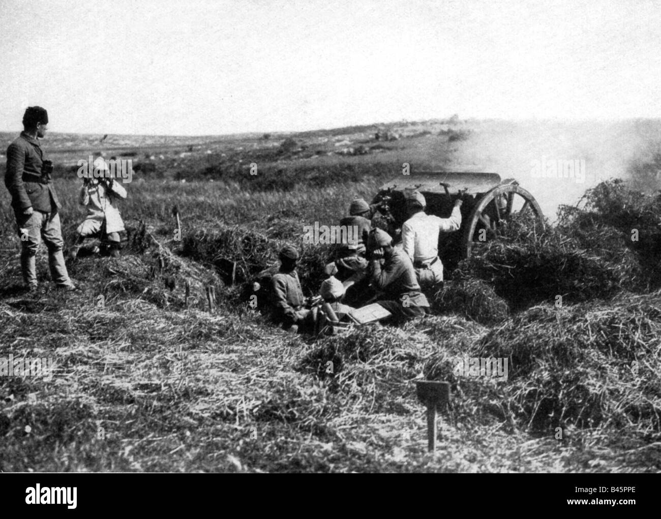 Événements, première Guerre mondiale / première Guerre mondiale, front de Palestine, position d'artillée turque, 1918, Banque D'Images