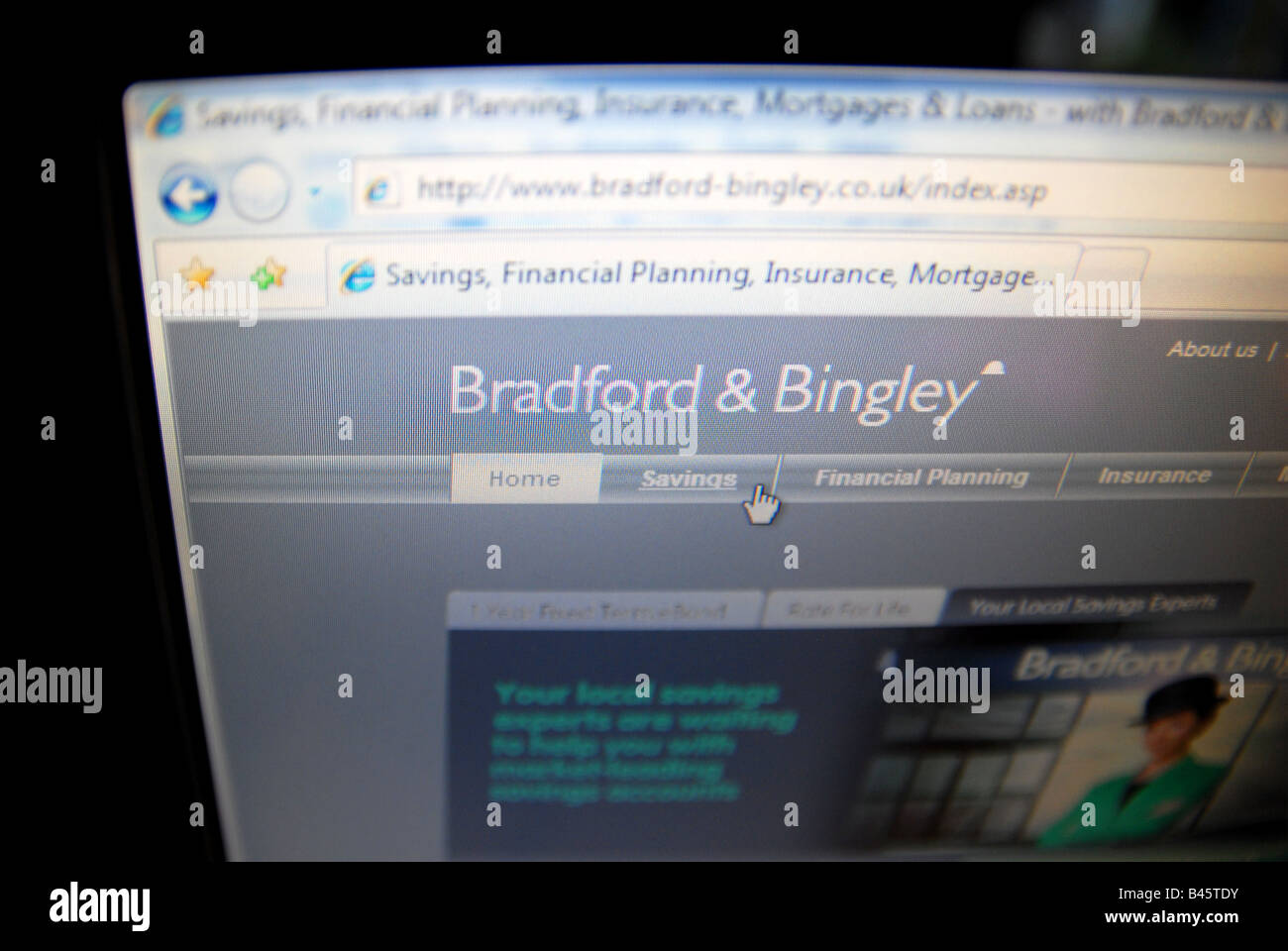 Site web de Bradford and Bingley Banque D'Images