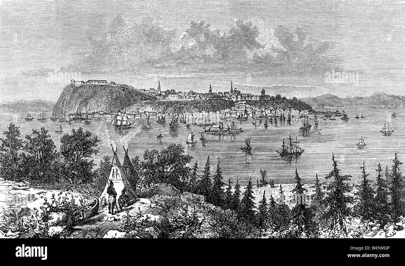 Géographie / voyages, Canada, villes, Québec, vues, gravure, Spamers Illustriertes conversations Lexikon, XIXe siècle, fort, forteresse, Cap Diamant, Saint-Laurent, trouvé, 3.7.1608, Banque D'Images