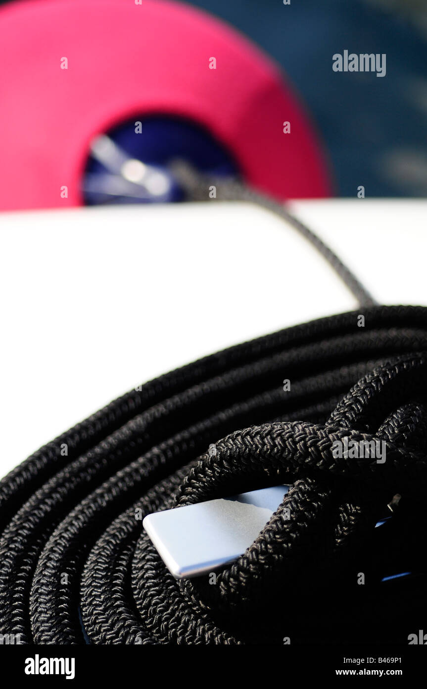 La corde de l'aile et à bord d'un super yacht. Photo par Patrick Steel patricksteel Banque D'Images