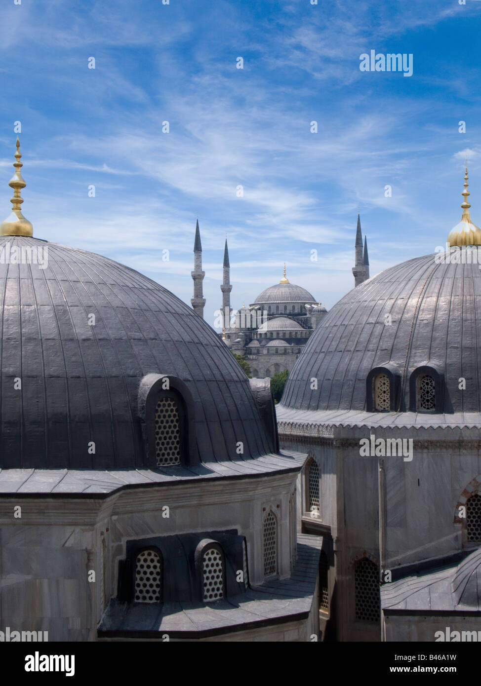 Turquie Istanbul la Mosquée Bleue vue de Sainte-Sophie Banque D'Images